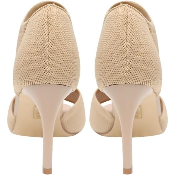 Apricot 3 Inches Peep Toe Synthetic Stiletto Stretchy Heeled Sandals for Women - Picture 8 of 10